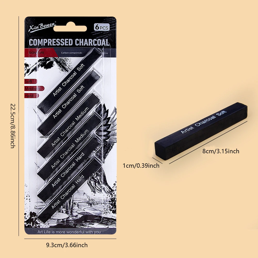 Sketching Charcoal Set - 6pcs 스케치 숯 바 세트 아티스트