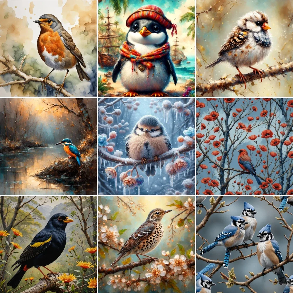 Art Craft Ideas For Adults - 새 펭귄 잉어새 페인트 넘버링 페인팅