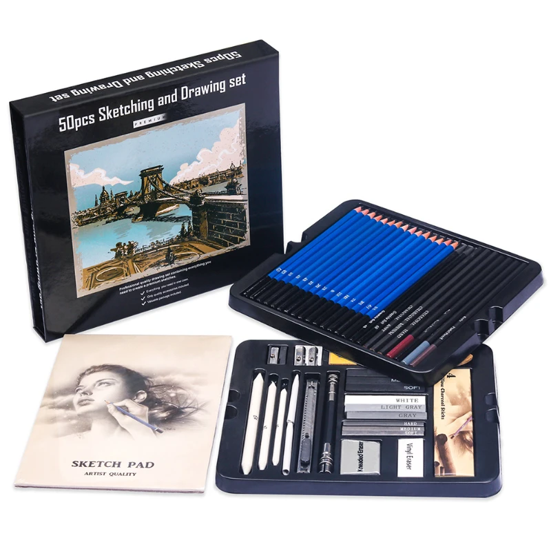Sketching Charcoal Set - 50 Pcs 스케치 연필 세트 나무