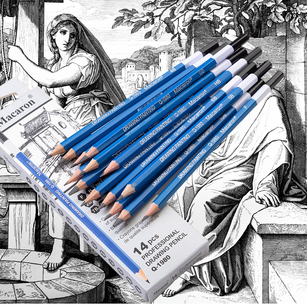 Sketching Charcoal Set - 14Pcs 전문 스케치 숯 연필 세트