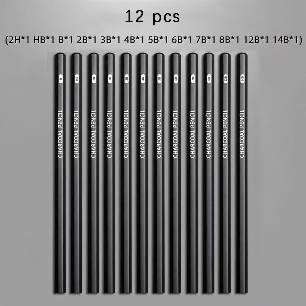 Sketching Charcoal Set - 학생용 스케치 연필 12개, 초보자용 스케치용