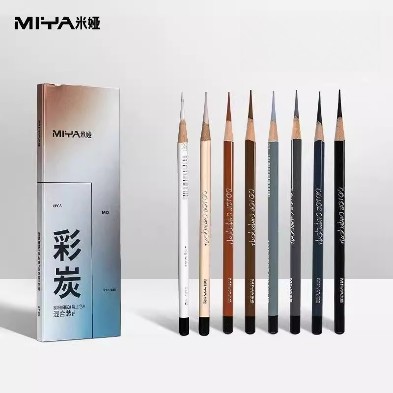 MIYA 다채로운 숯 연필 8 혼합 색상 세트 4mm  - Sketching Charcoal Set 리뷰 및 가격