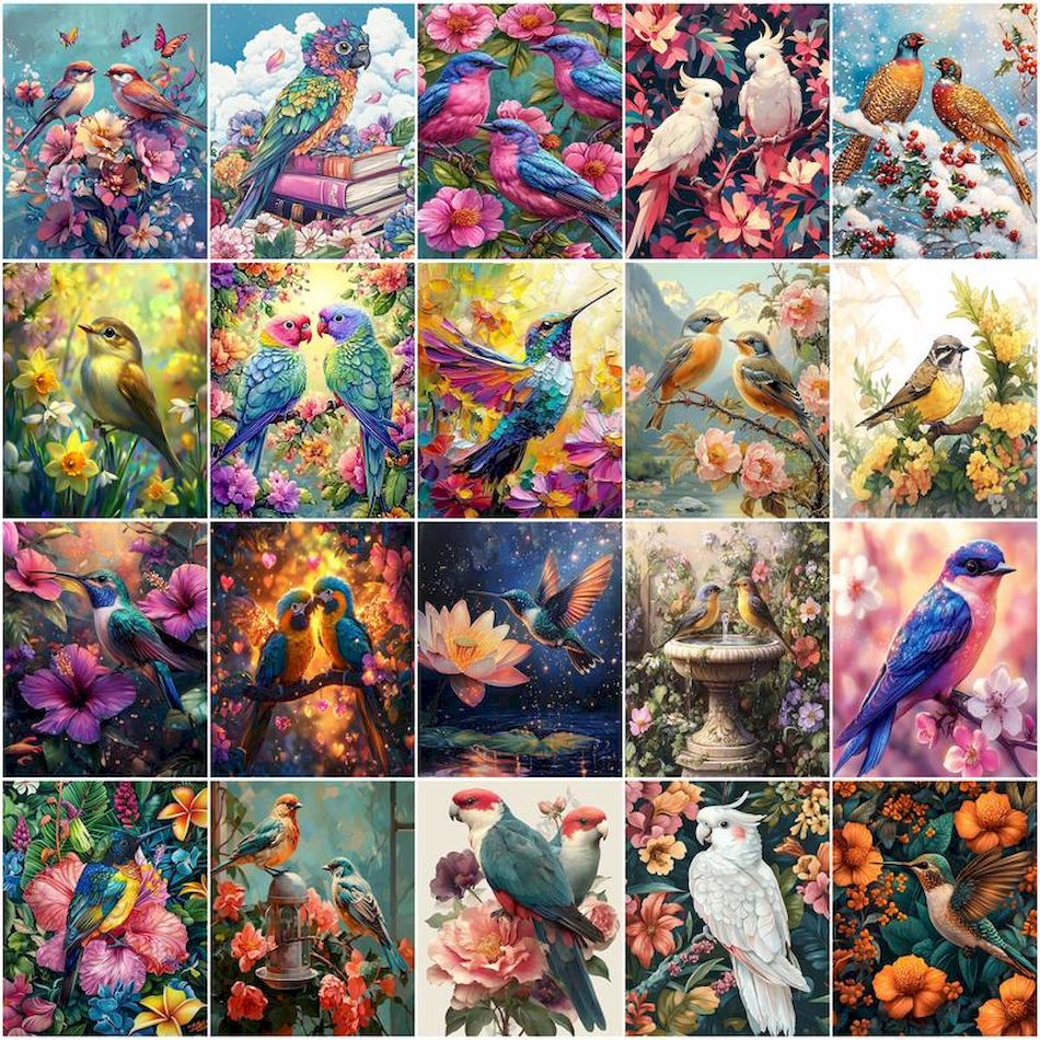 숫자로 GATYZTORY 그림 오일 버드 꽃 덤불 선물 - Art Craft Display 리뷰 및 가격