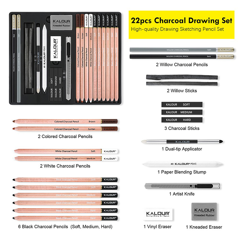 Kalour PDAS 숯 스케치 아트 세트 나무 막대  - Sketching Charcoal Set 리뷰 및 가격