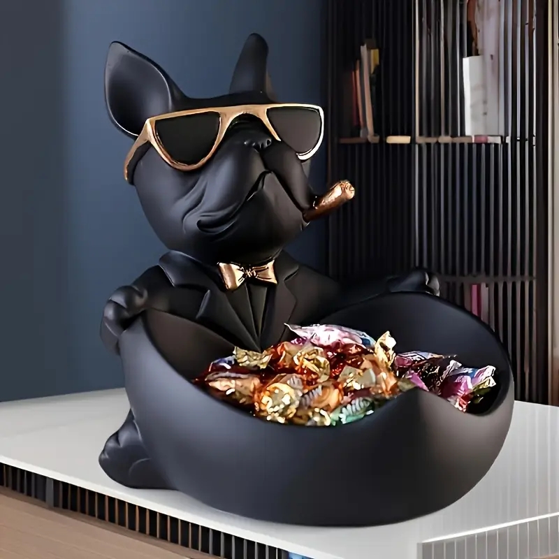 창의적인 선글라스를 쓴 멋진 개 조각상 불독 조각상 수 - Art Craft Organizer 리뷰 및 가격