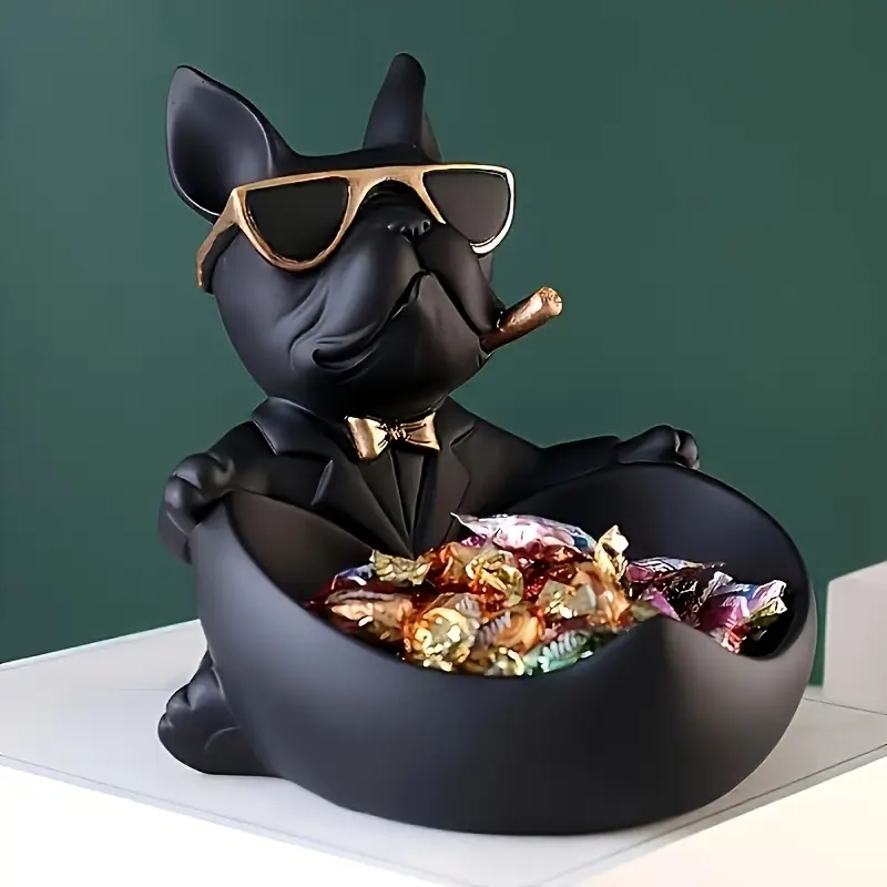 창의적인 선글라스를 쓴 멋진 개 조각상 불독 조각상 수 - Art Craft Organizer 리뷰 및 가격
