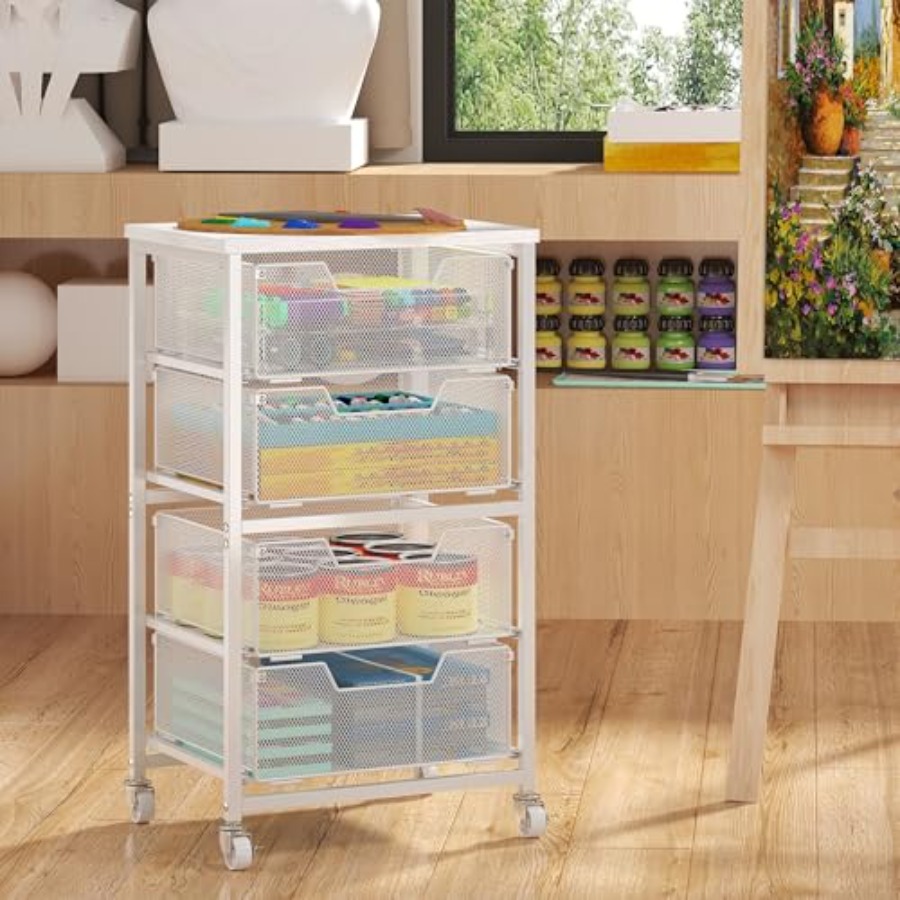 4단 서랍형 이동식 수납 카트, 서랍이 있는 다용도 카 - Art Craft Organizer 리뷰 및 가격