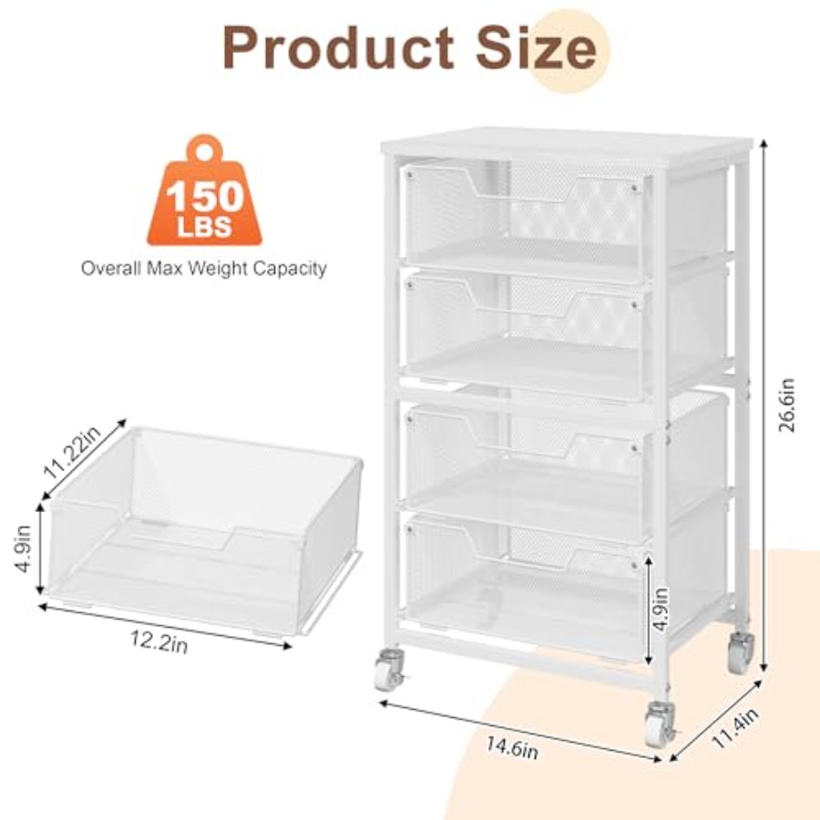 4단 서랍형 이동식 수납 카트, 서랍이 있는 다용도 카 - Art Craft Organizer 리뷰 및 가격