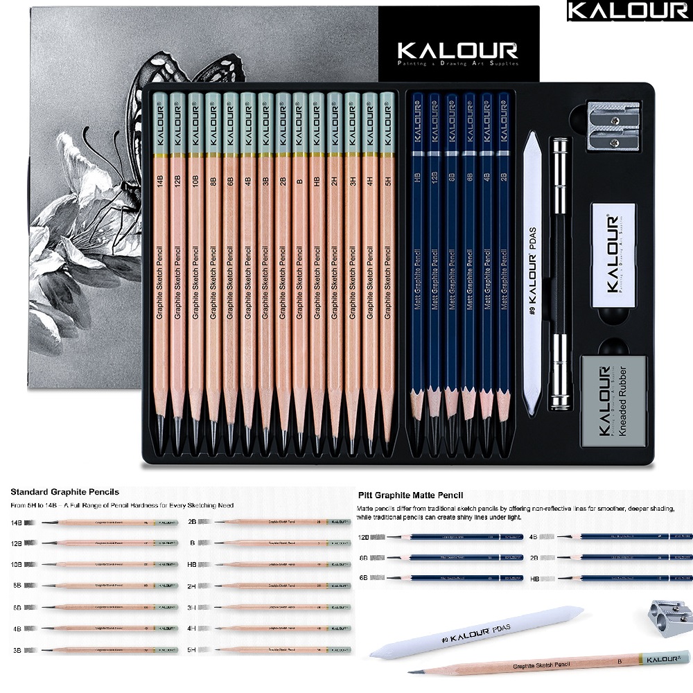KALOUR 25/22pcs 스케치 연필 숯 도구 세트 - Sketching Charcoal Set 리뷰 및 가격