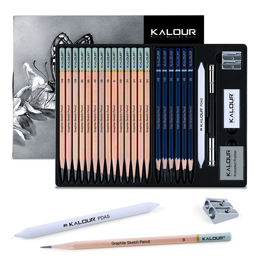 KALOUR 25/22pcs 스케치 연필 숯 도구 세트 - Sketching Charcoal Set 리뷰 및 가격