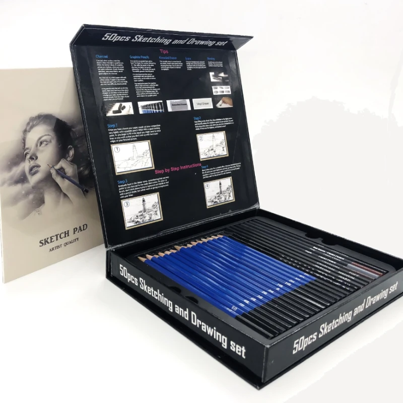 50 Pcs 스케치 연필 세트 나무 연필 아티스트 초급 - Sketching Charcoal Set 리뷰 및 가격