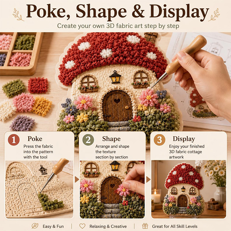 3D 버섯집 포케 아트 DIY 키트 패브릭 펀치 니들  - Art Craft Diy 리뷰 및 가격