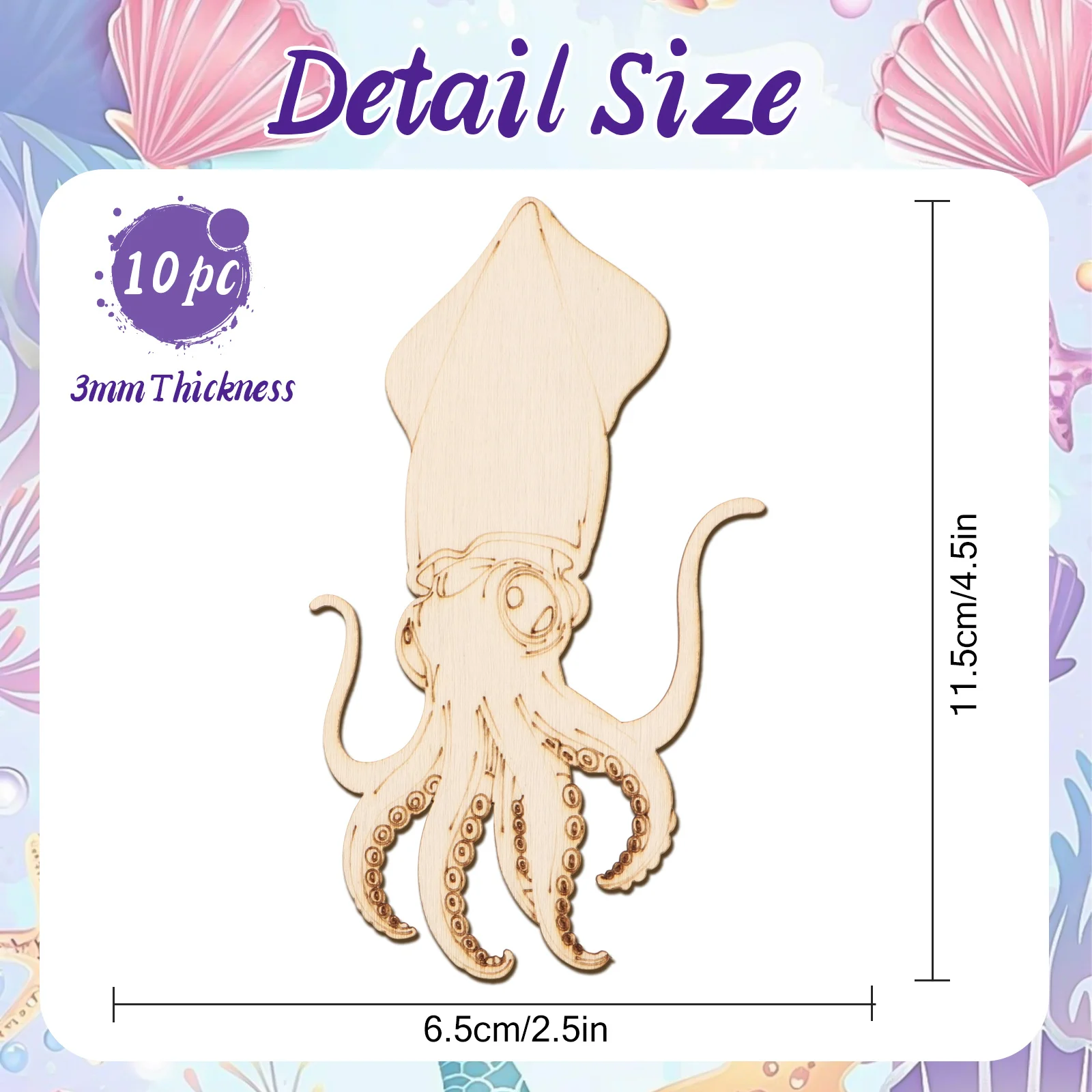 10개/세트 미완성 나무 공예 문어 동물 장식품 나무  - Art Craft Diy 리뷰 및 가격