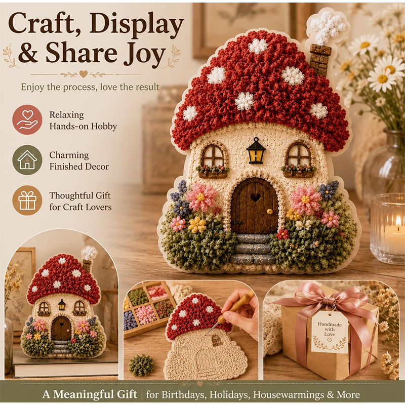 3D 패브릭 포크 아트 키트 버섯 코티지 공예 DIY  - Art Craft Display 리뷰 및 가격