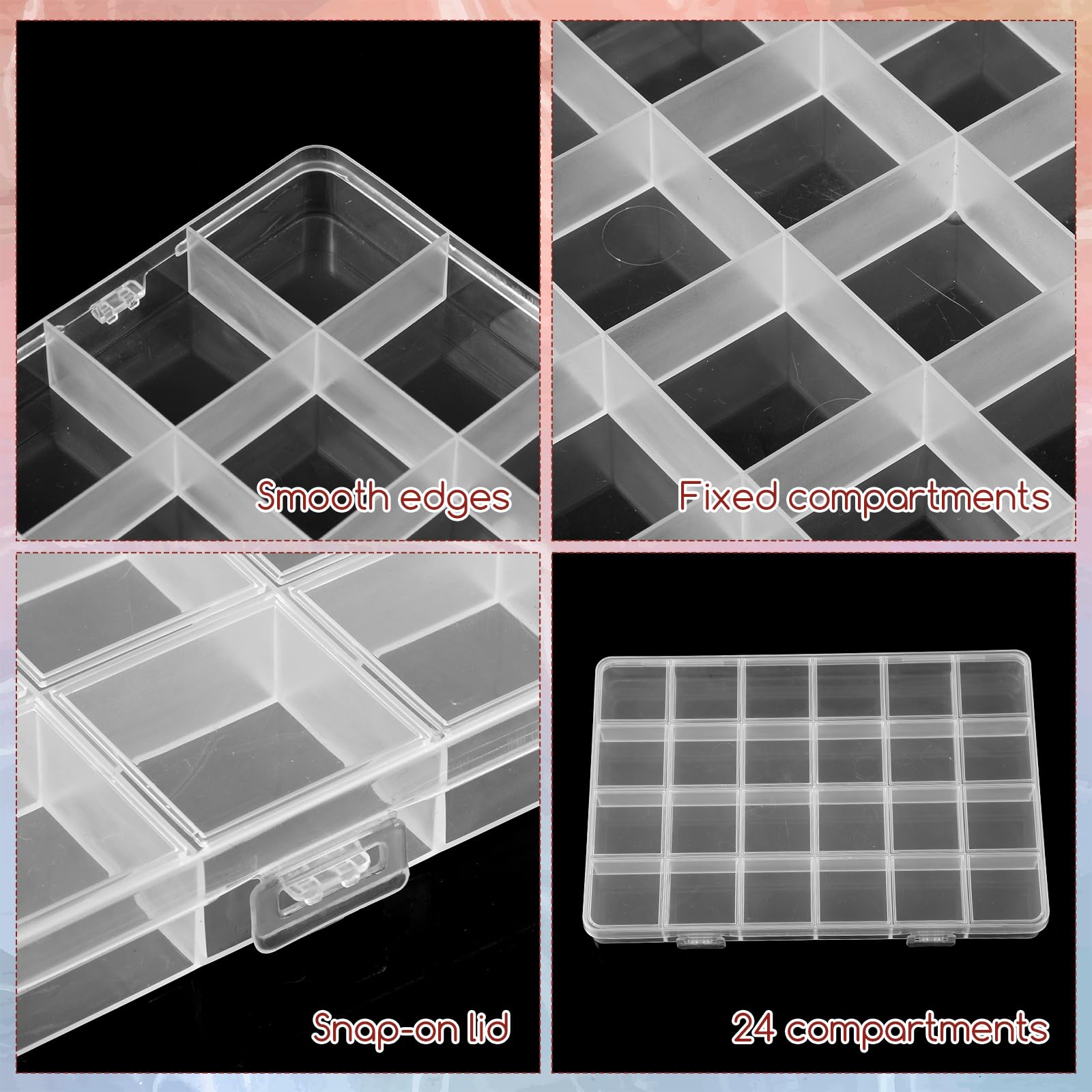 24칸 플라스틱 정리함, 조절 가능한 칸막이, 보석,  - Art Craft Organizer 리뷰 및 가격