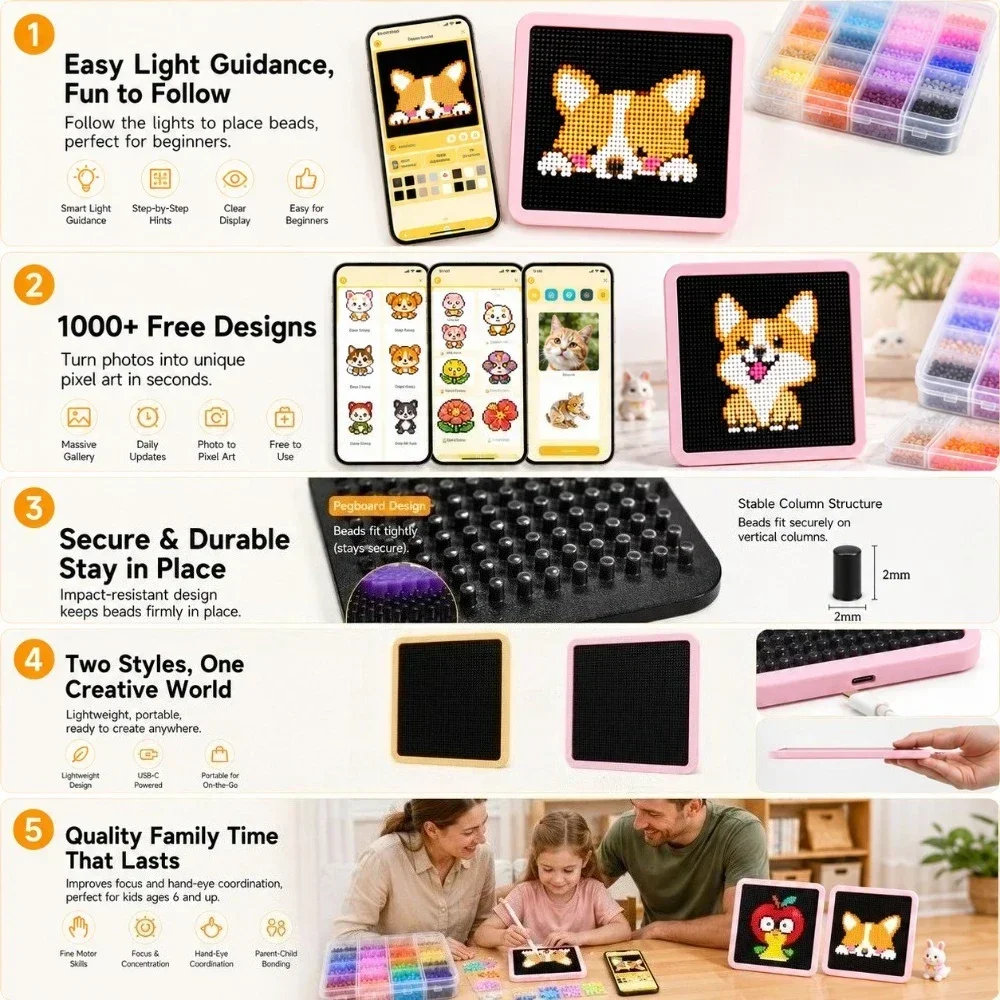 LED 스마트 퓨즈 비드 페그보드, 앱으로 조작하는 패 - Art Craft Diy 리뷰 및 가격