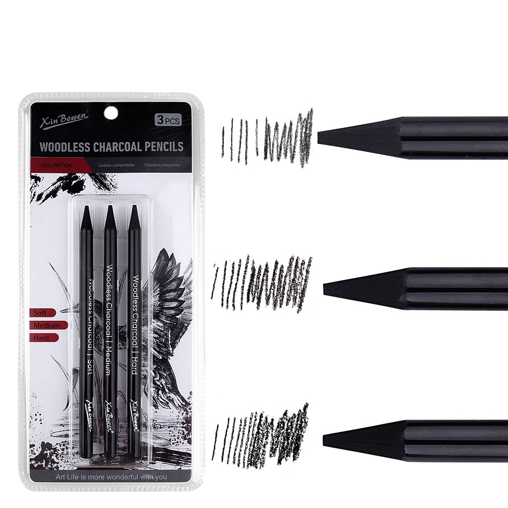 3개입 소프트/미디엄/하드 목탄 연필 세트 드로잉 연필 - Sketching Charcoal Set 리뷰 및 가격